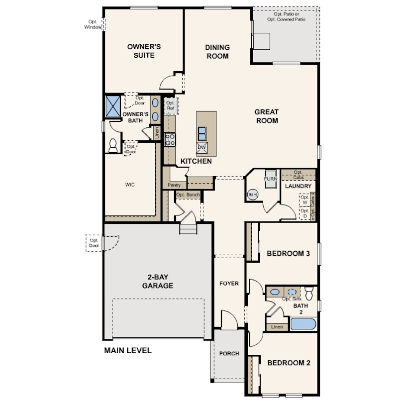 Telluride floor plan main level at Morgan Hill in Erie, CO by Century Communities
