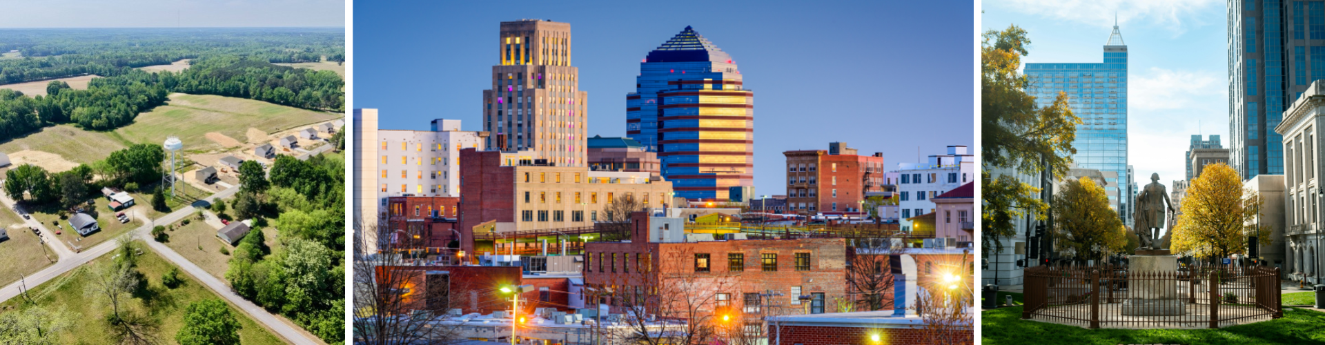 A city with tall buildings.