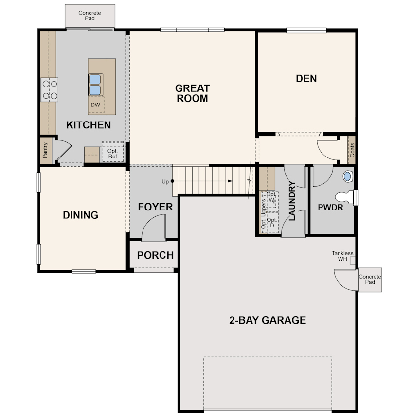 olivewood, indigo lot 172 floorplan, first floor, fresno, ca