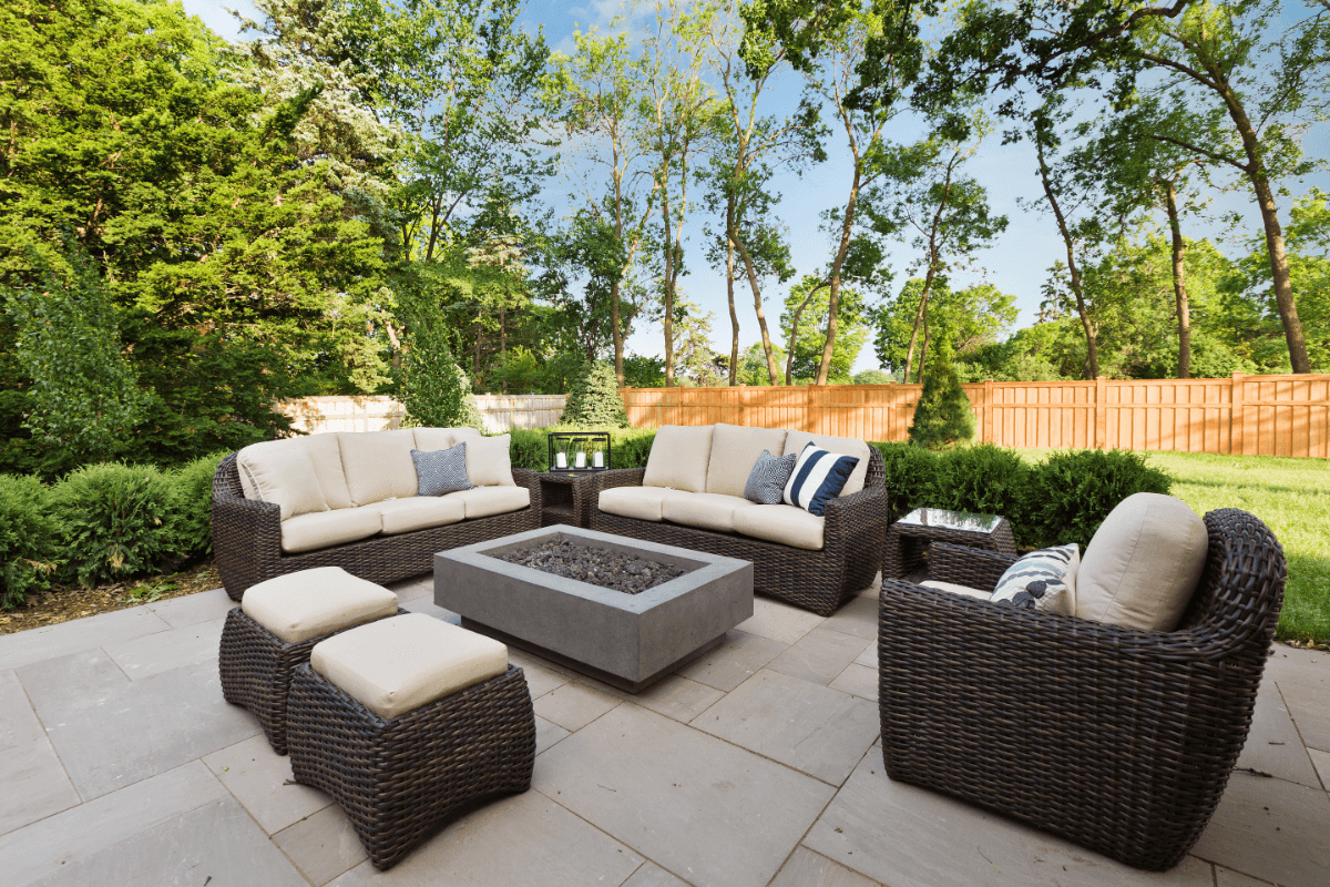 outdoor setting with fireplace