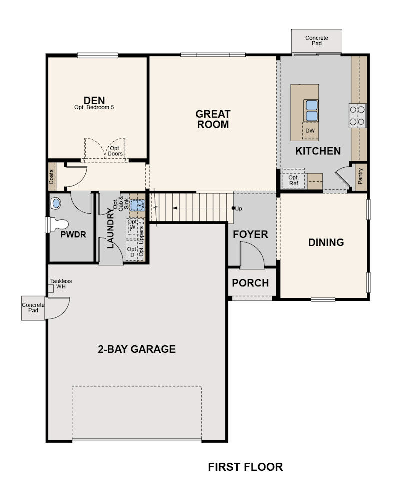 olivewood, indigo floor plan, first floor, fresno, ca