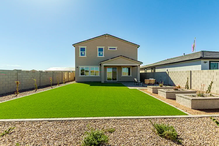 Backyard With Raised Garden Beds | The Trails at Tortosa in Maricopa, AZ
