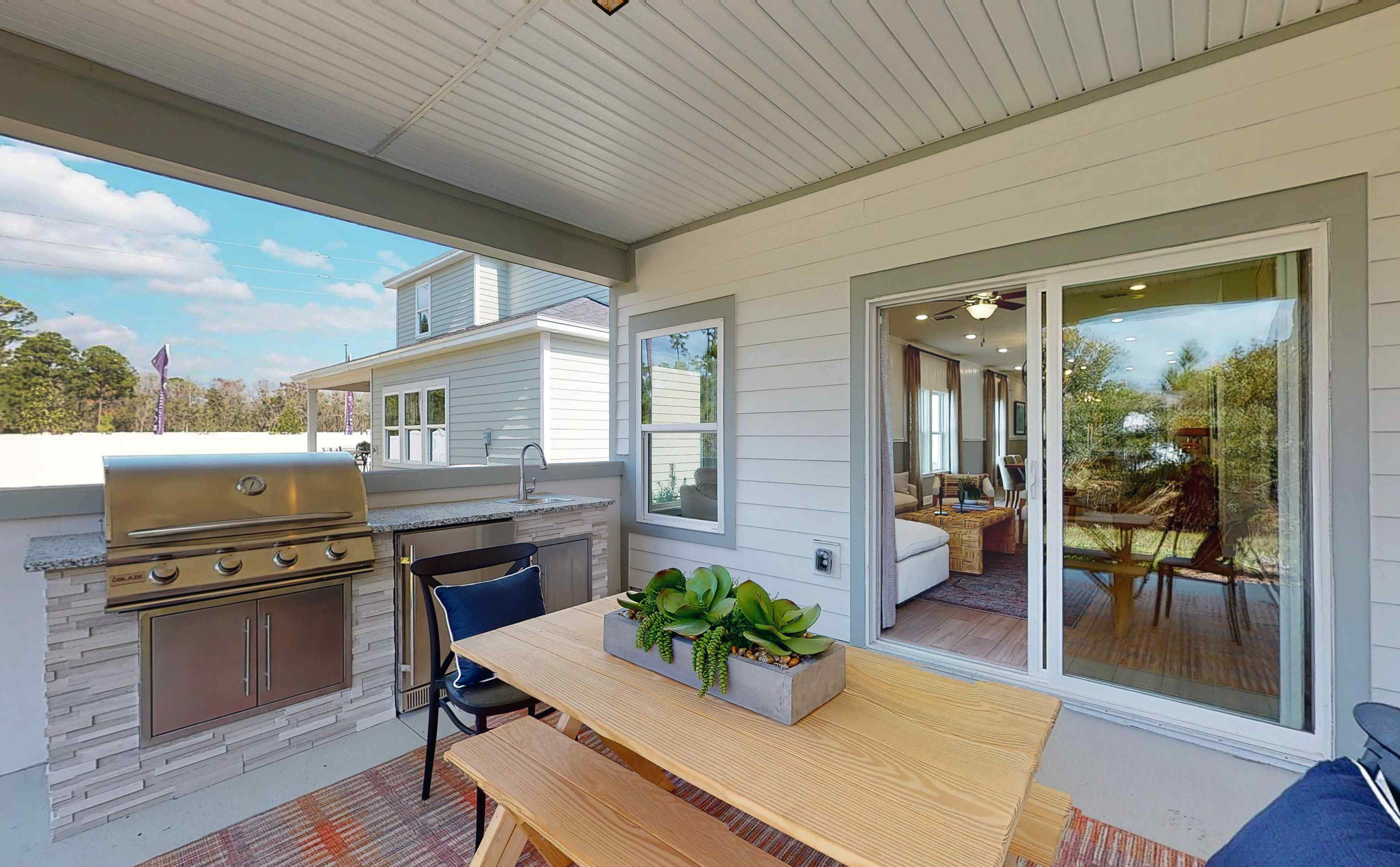 Covered Patio With Kitchenette | Captiva Floor Plan at Concourse Crossing in Fernandina Beach, FL