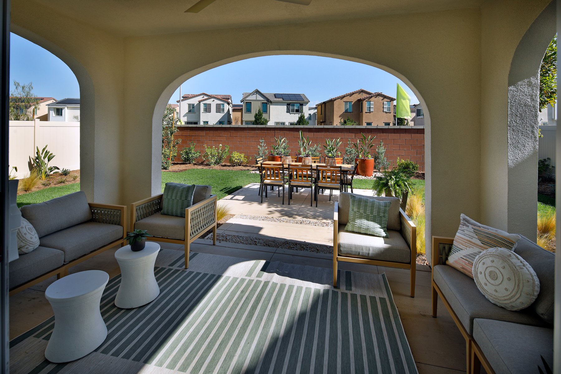 Covered Patio With Rug | Heritage at The Preserve at Chino in Chino, CA