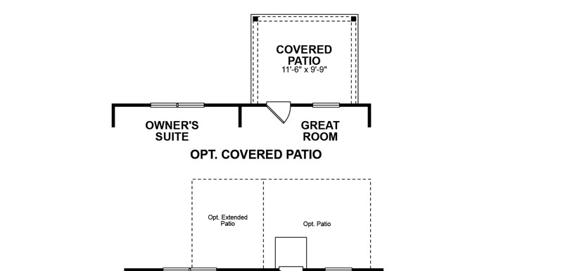 Davis plan optional covered patio at Hiddenbrooke in Seguin TX by Century Communities