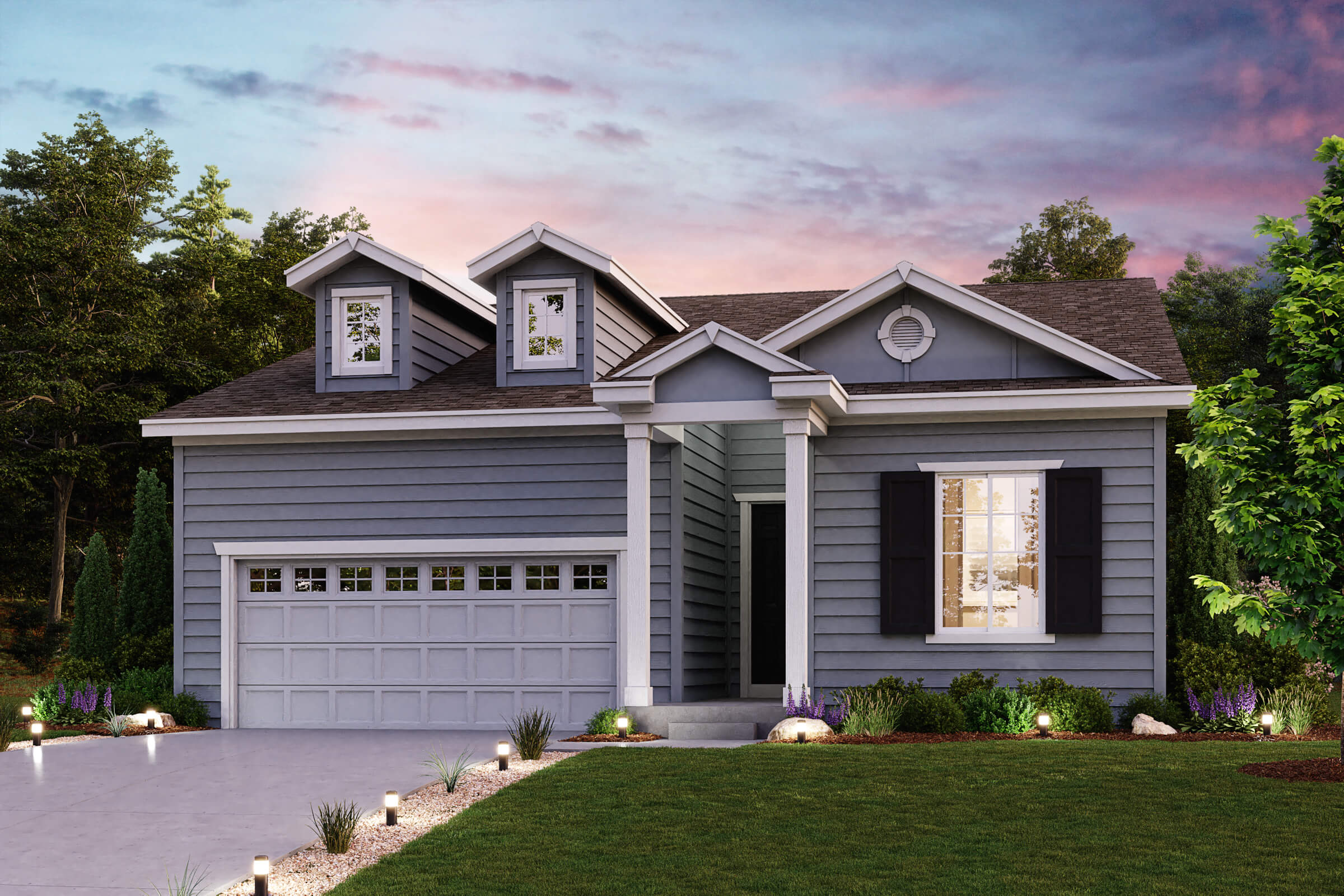 A house with a garage.