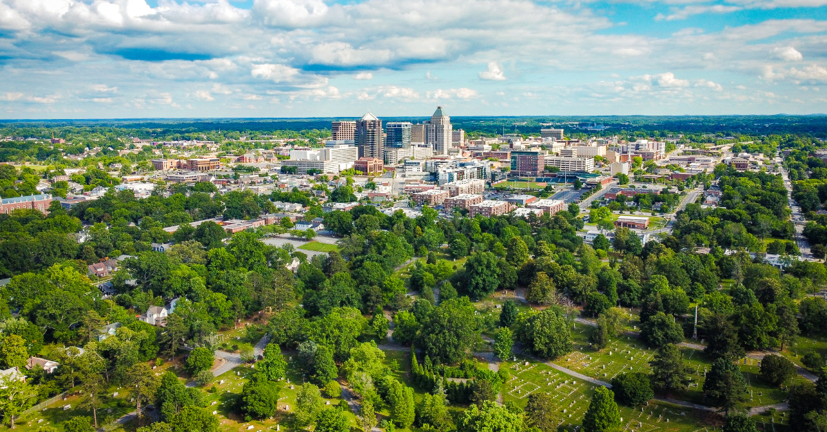 aerial image of Greensboro NC