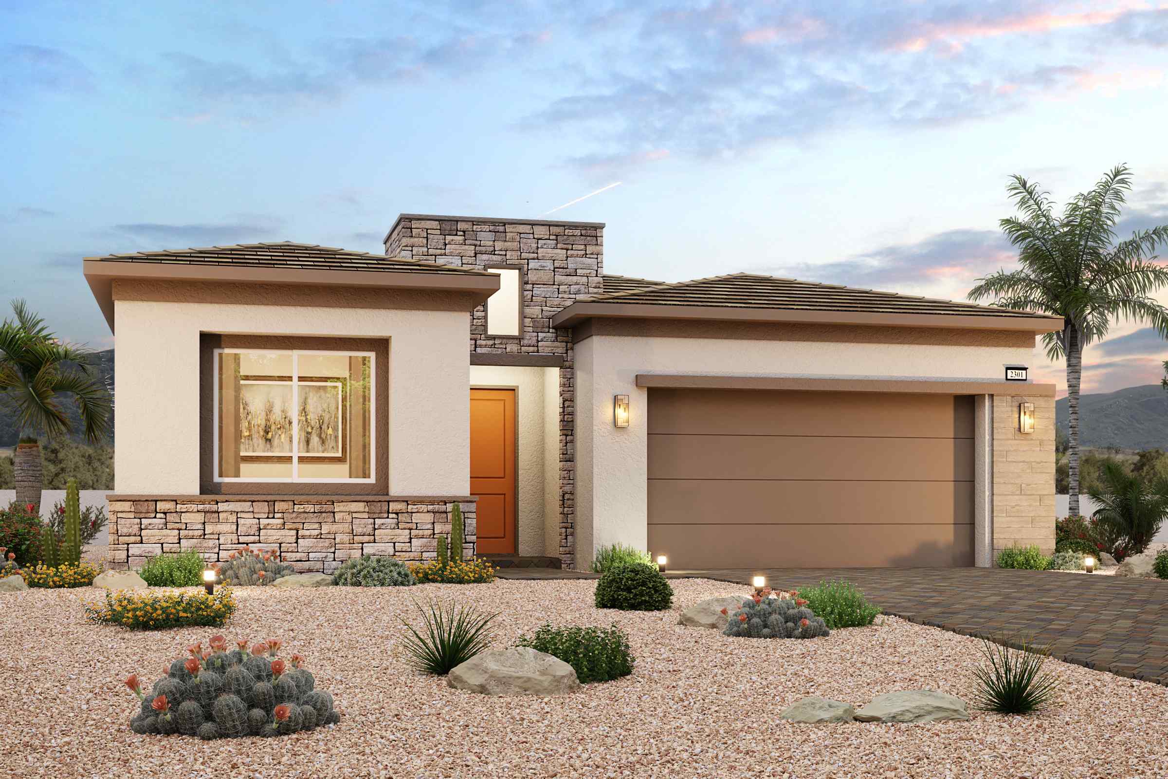 A house with a large front yard.