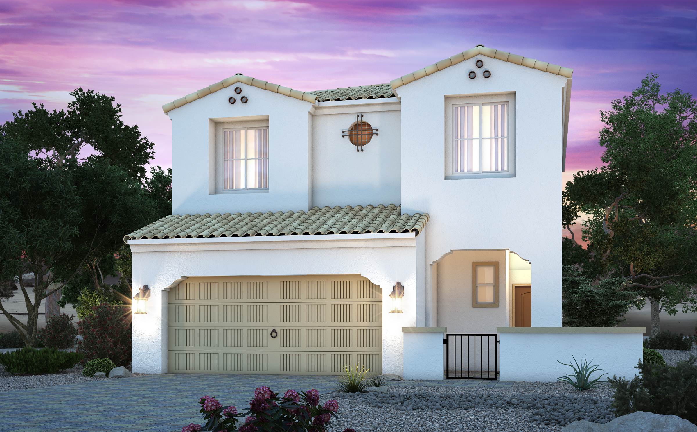 A house with a large front yard.