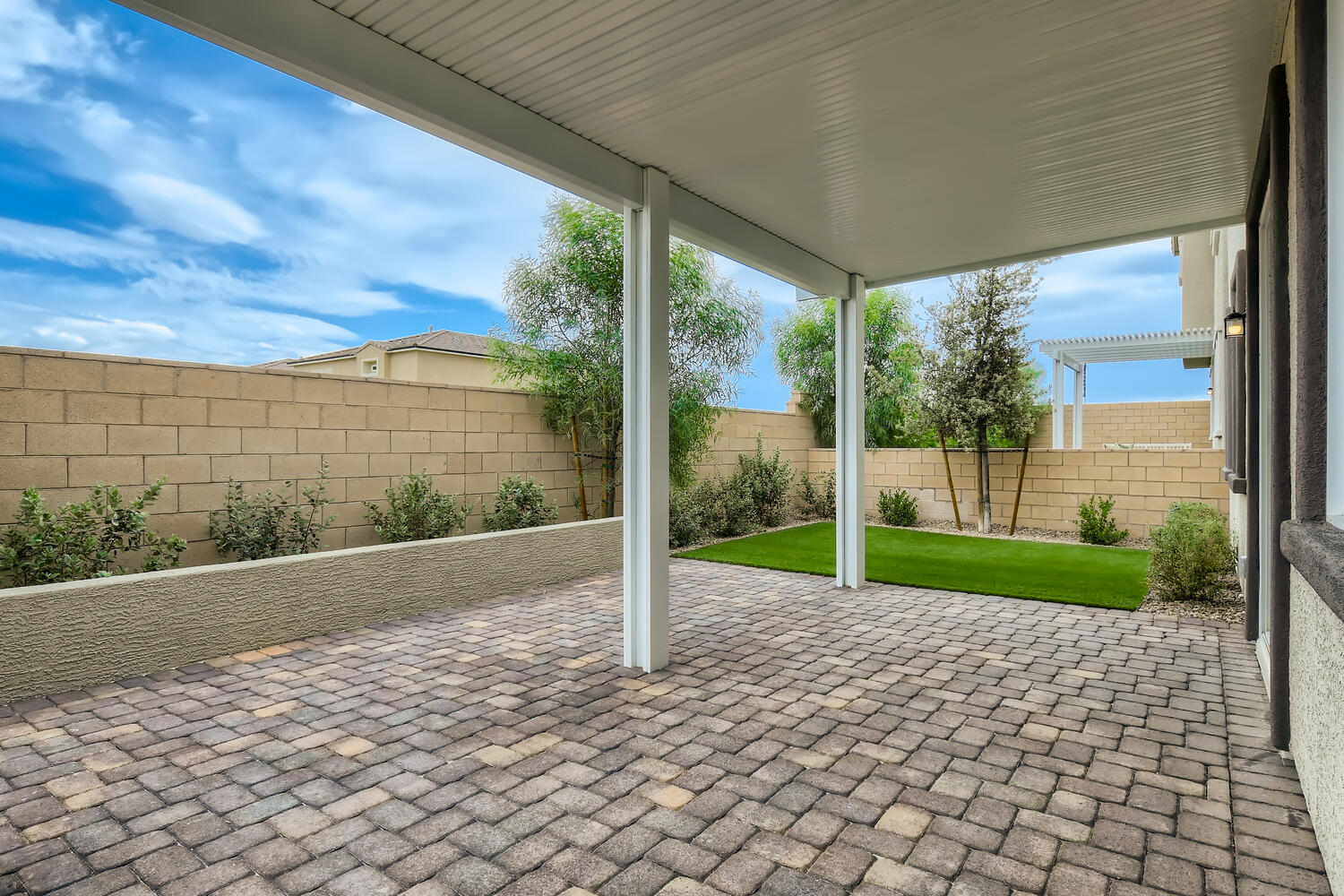 A brick walkway with a brick walkway.