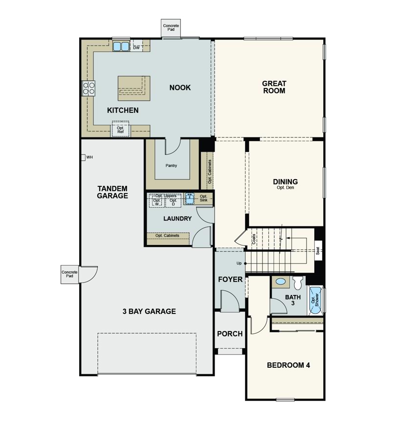 monarch, saffron floor plan, first floor, kingsburg, ca