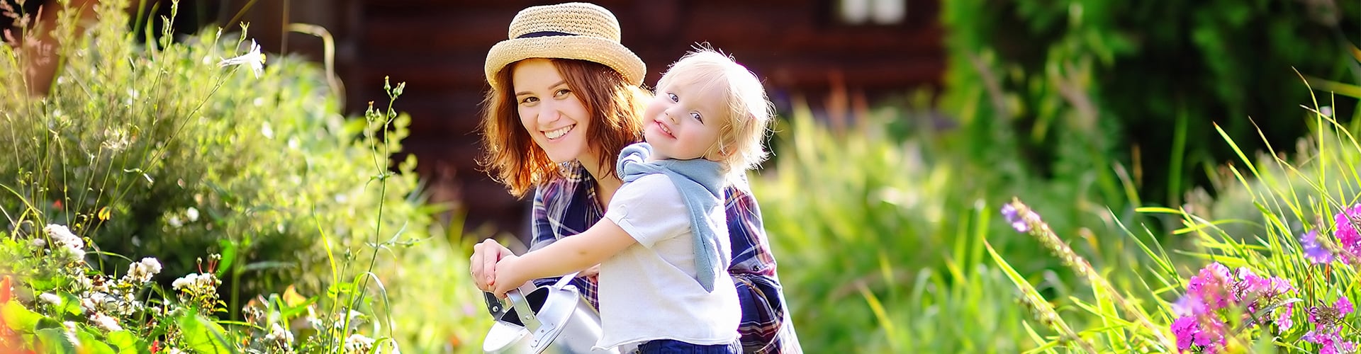 A person holding a child.