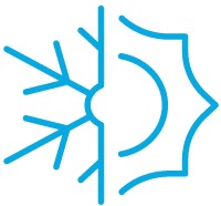 Icon with half snowflake and half sun