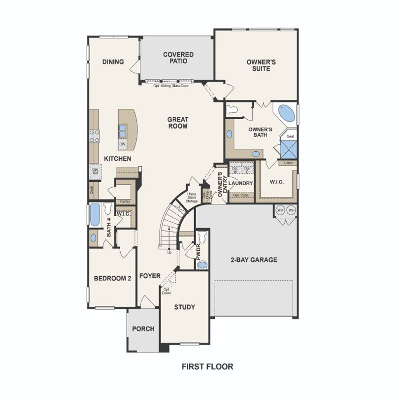 Anderson plan first floor at La Ventana in Marble Falls, TX by Century Communities