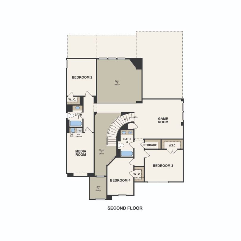 Anderson plan second floor at La Ventana in Marble Falls, TX by Century Communities