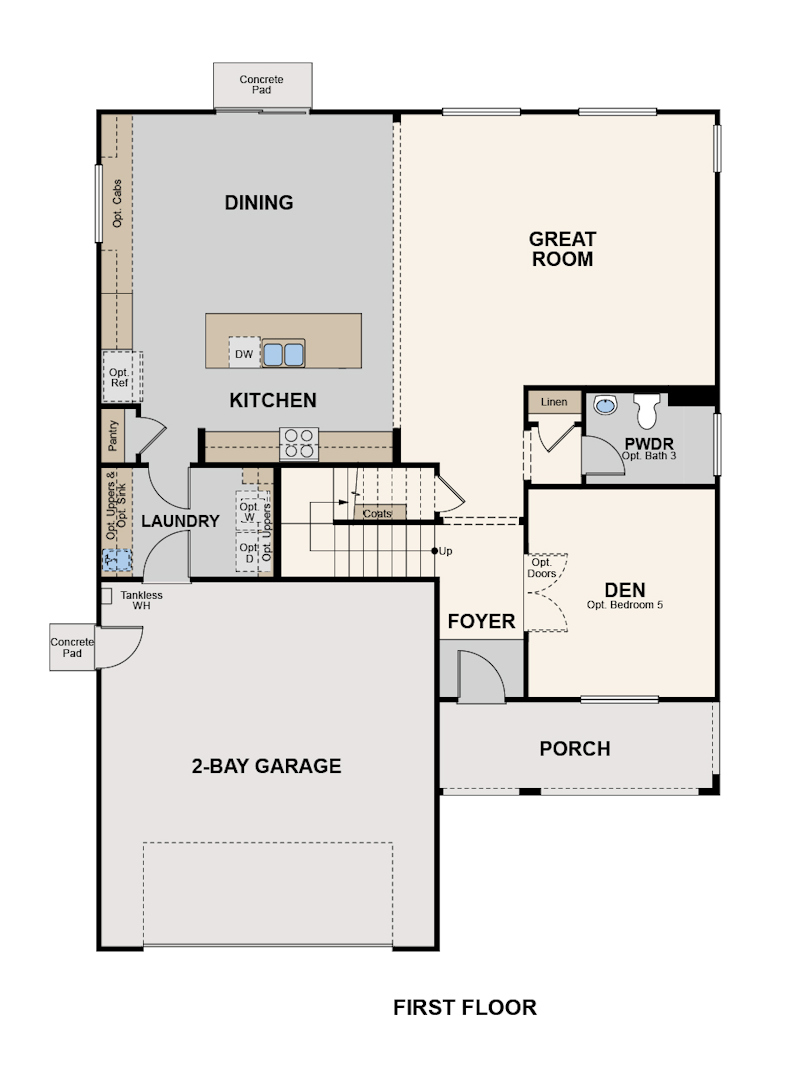 olivewood, auburn floor plan, first floor, fresno, ca