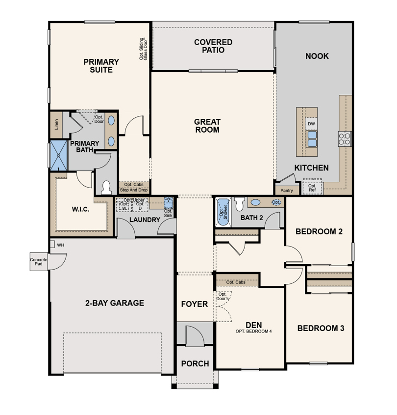 monarch, sienna floor plan, first floor, kingsburg, ca