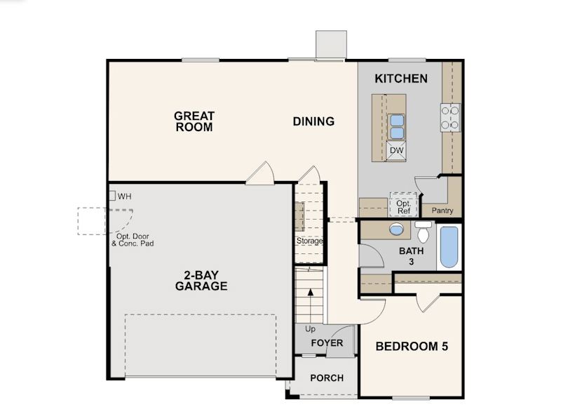 Bravado, Lot 46 Marigold Floorplan, First Floor, Reedley, CA