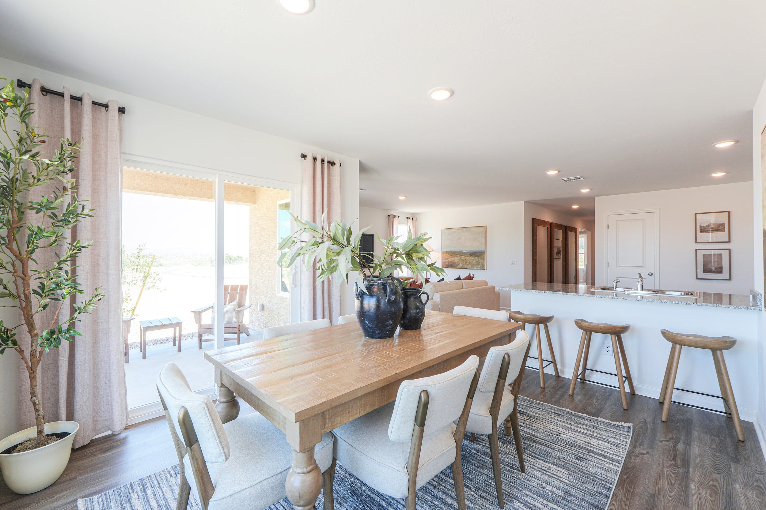 Open-concept dining and kitchen interior