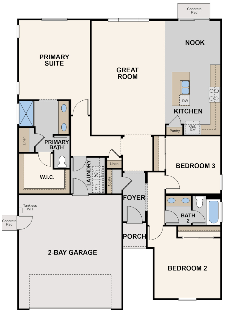 olivewood, cobalt lot 43 floorplan, first floor, fresno, ca