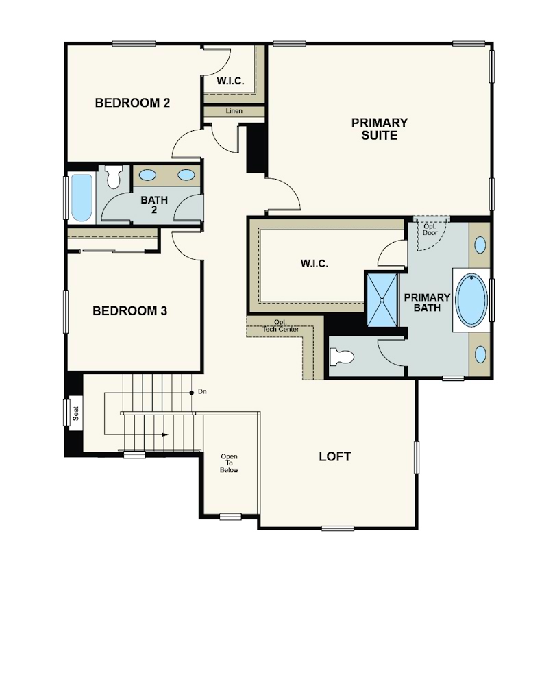 olivewood, saffron lot 177 floorplan, second floor, fresno, ca