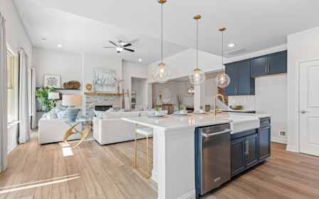 A kitchen and living room.