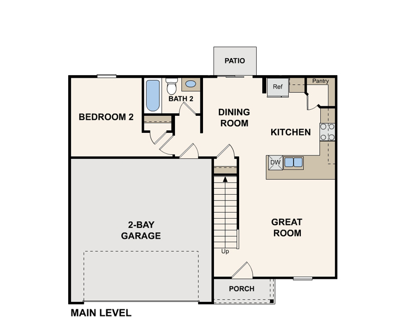 Pleasant Ridge single-family two-story Dupont Plan first floor layout in Charlestown IN