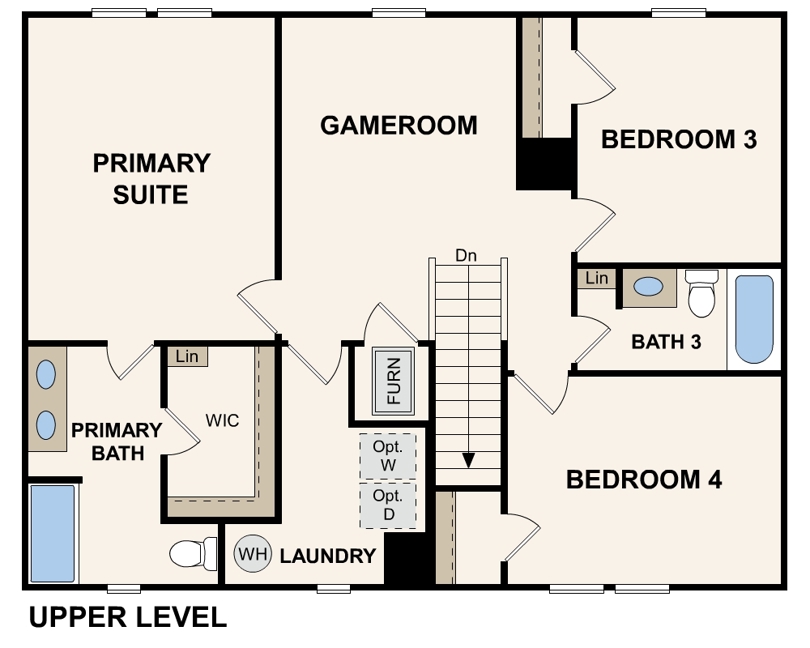 Pleasant Ridge two-story dupont second floor layout at Charlestown, IN