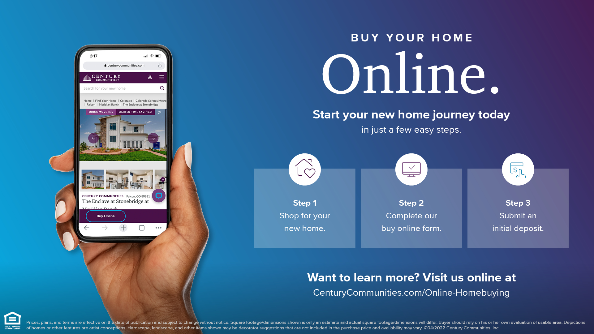 Graphic with online homebuying steps
