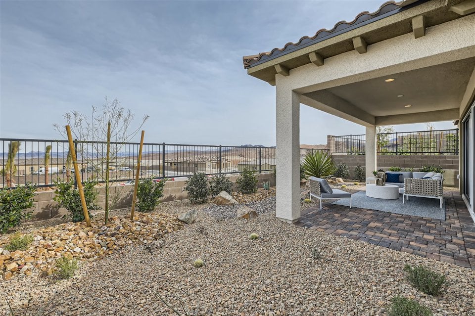 A patio with a covered patio.