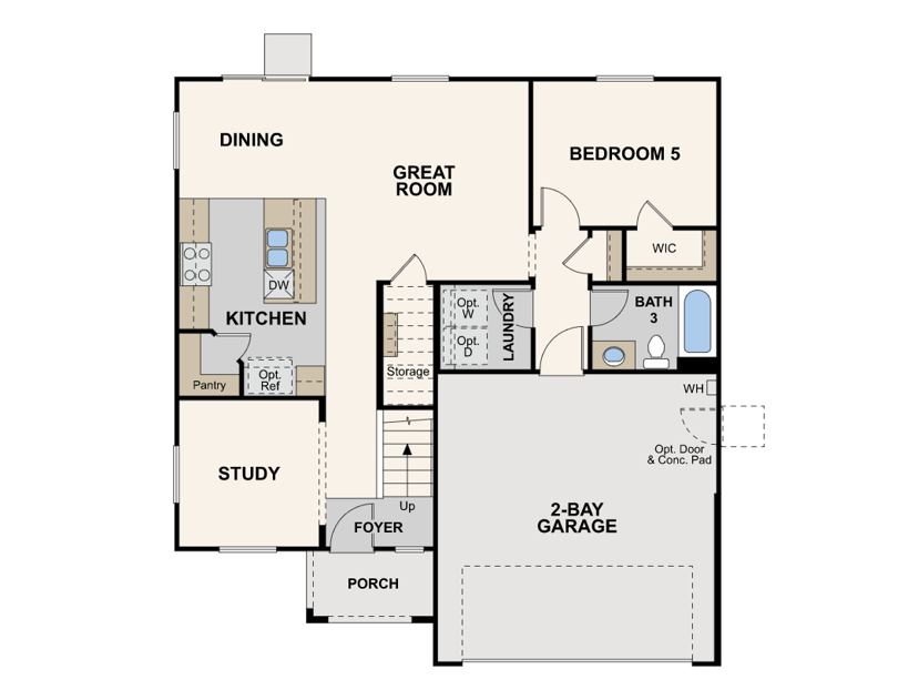 bravado, lot 71 dahlia floorplan, first floor reedley, ca
