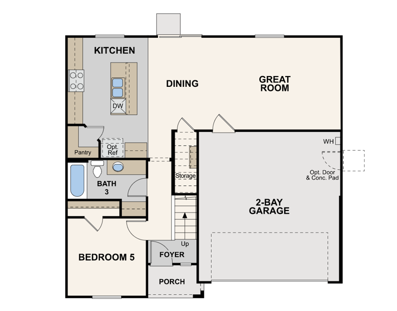 bravado, lot 73 marigold floorplan, first floor reedley, ca