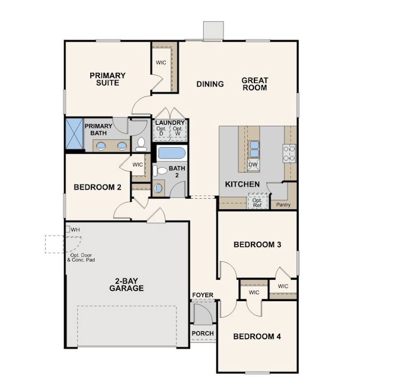 bravado, hibiscus floor plan, first floor, left swing, 4 bedrooms, reedley, ca