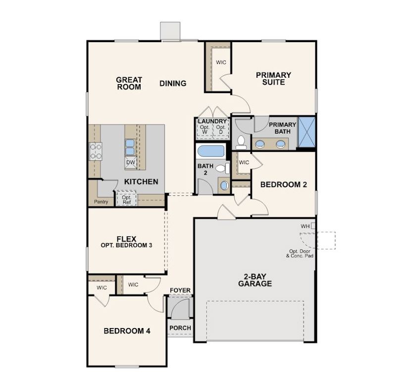 bravado, hibiscus floor plan, first floor, right swing, flex rm, reedley, ca