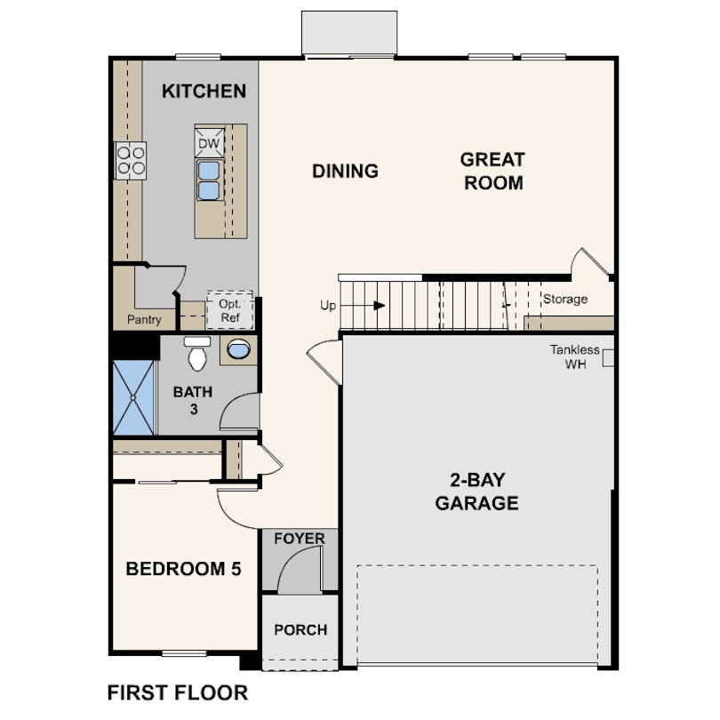 crest view, olive floor plan, first floor, merced, ca
