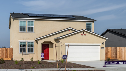 A house with a garage.