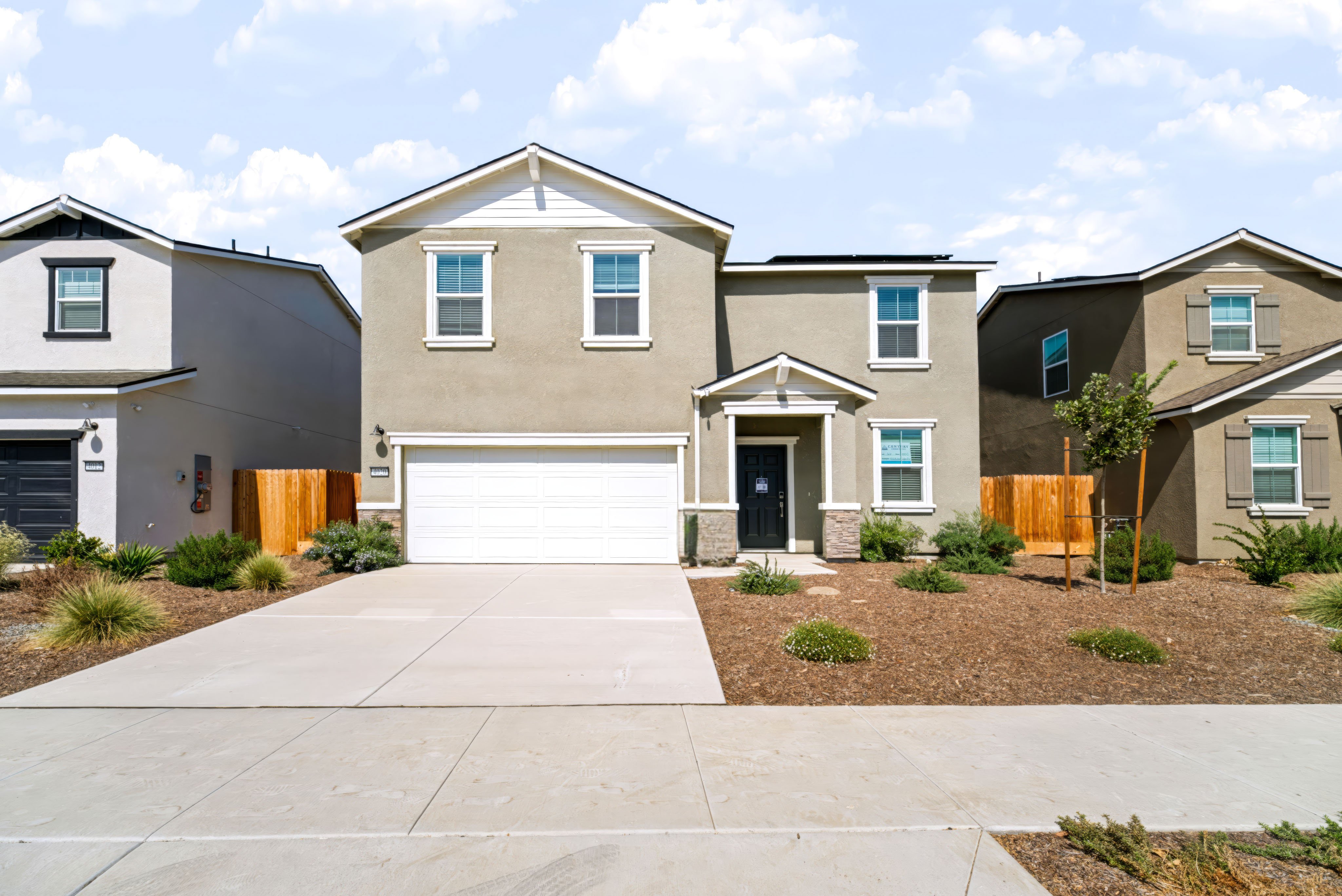 A house with a garage.