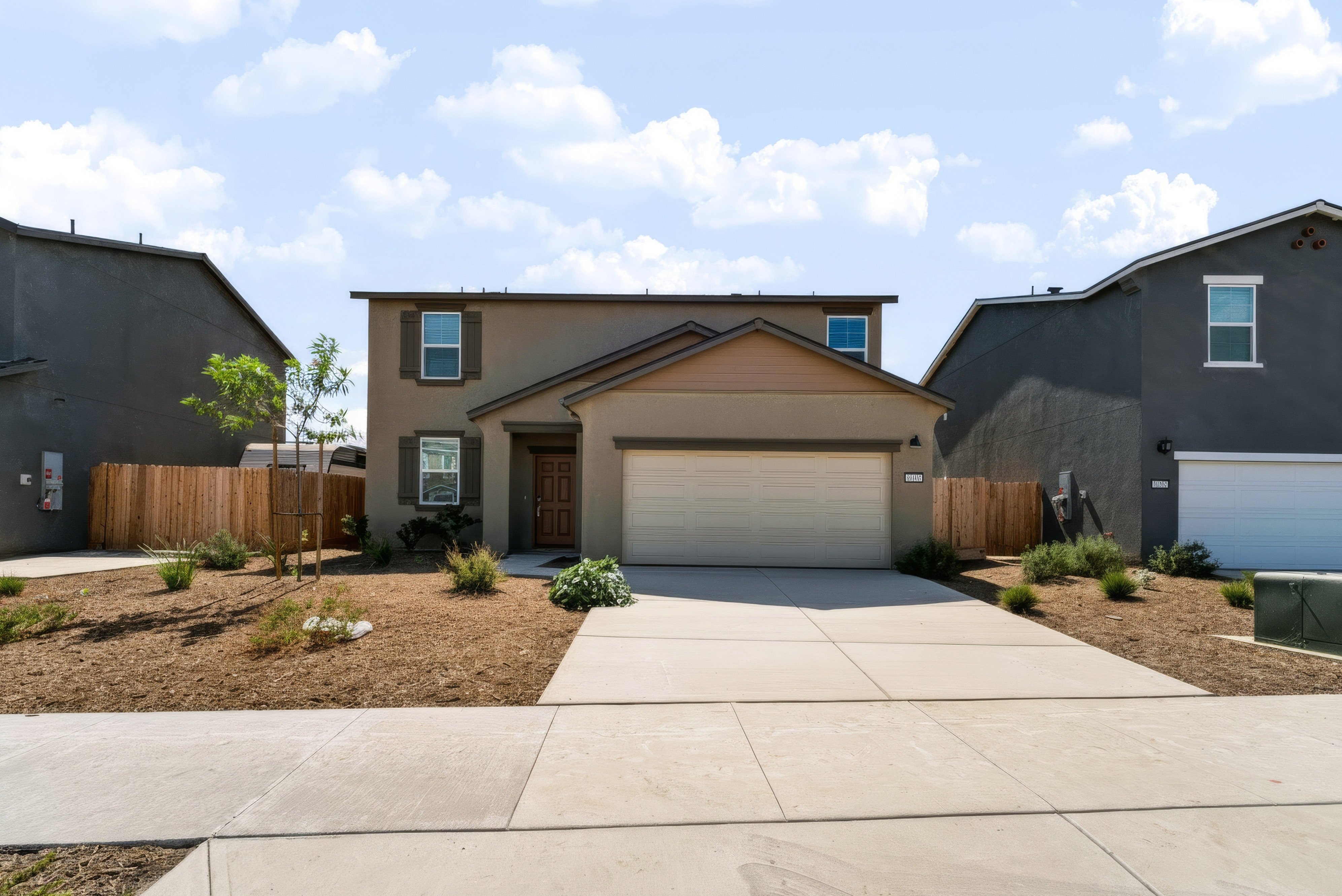 A house with a garage.