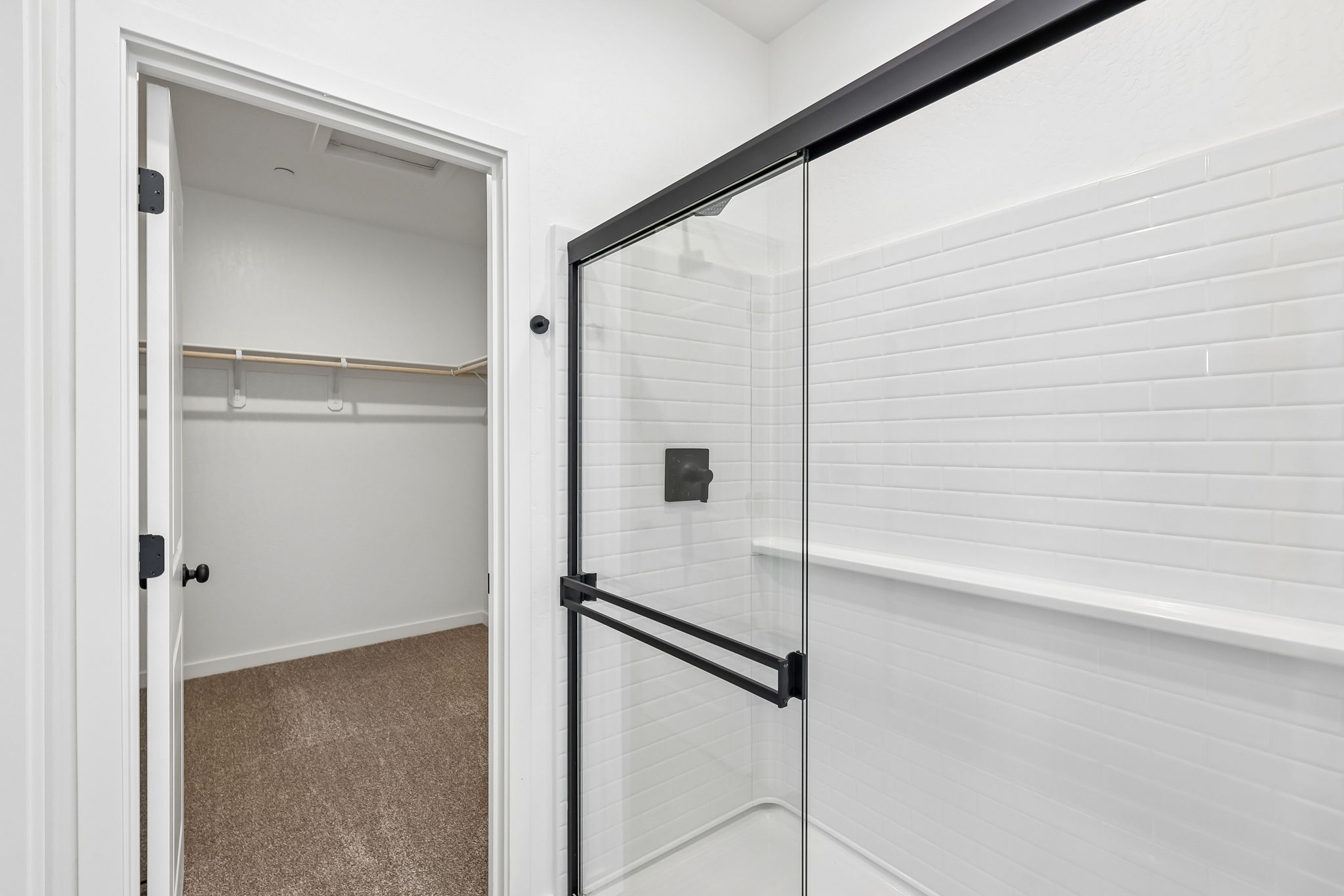 A door with a glass window.