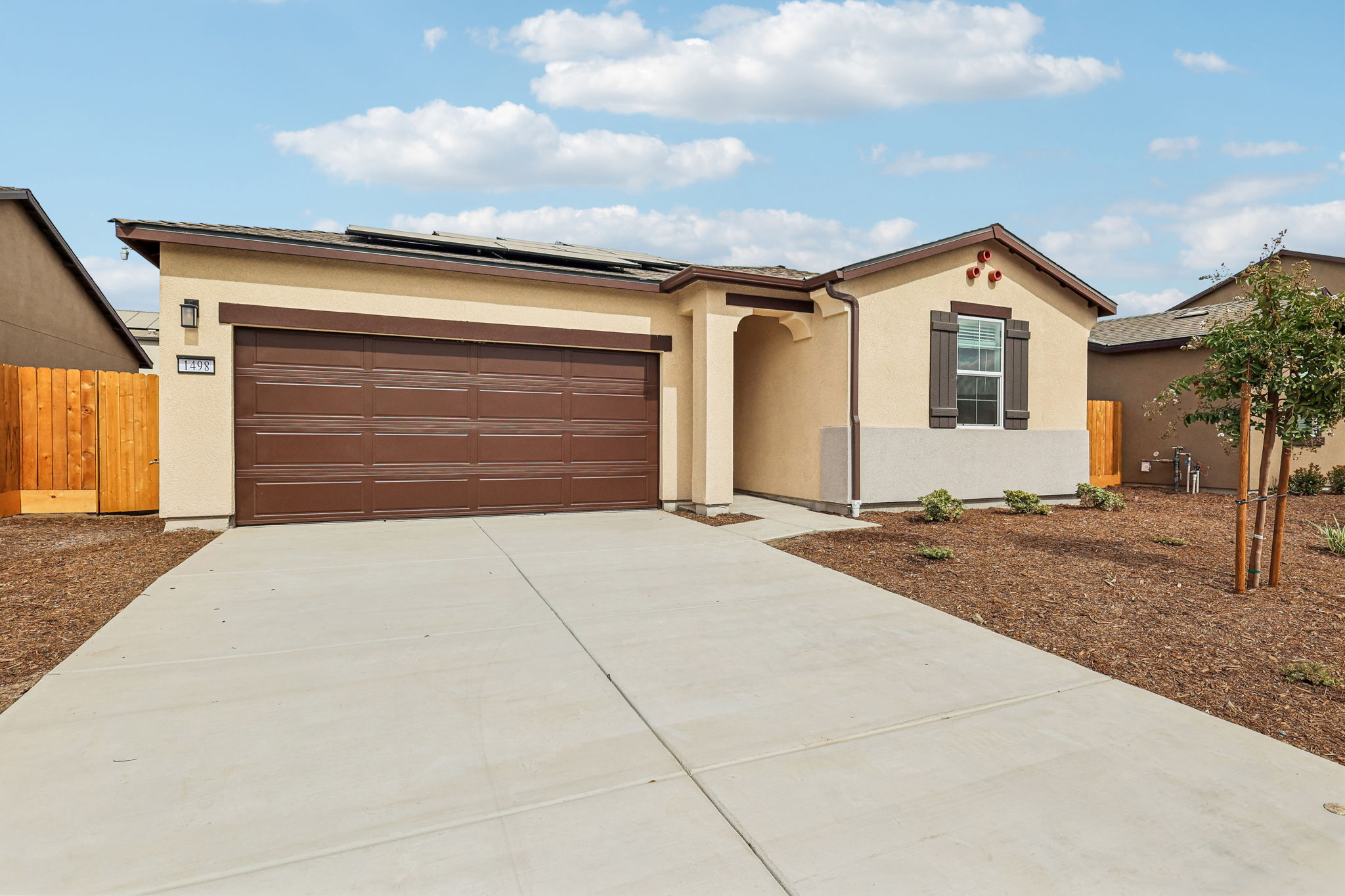 A building with a garage.