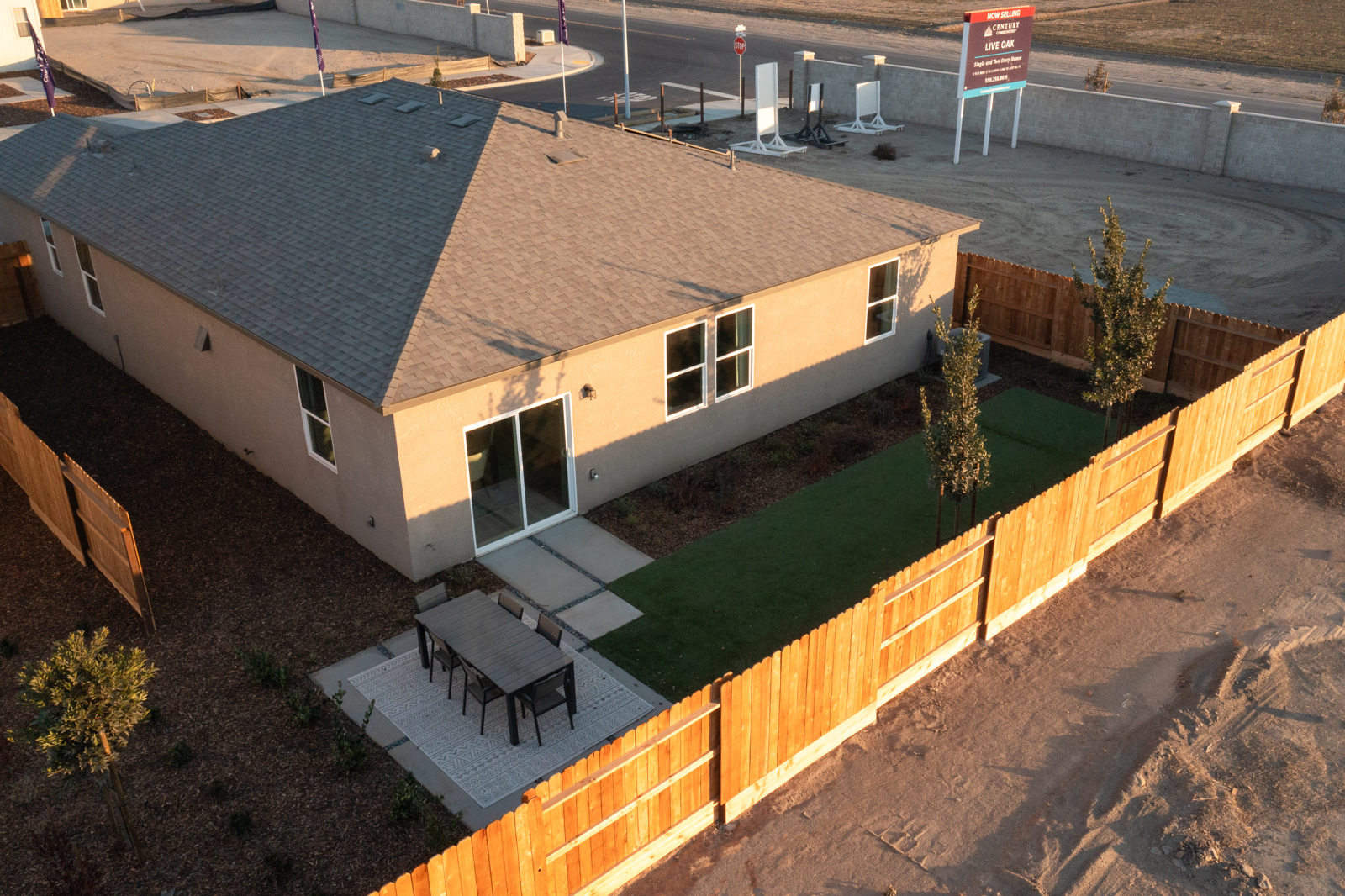 A house with a pool.