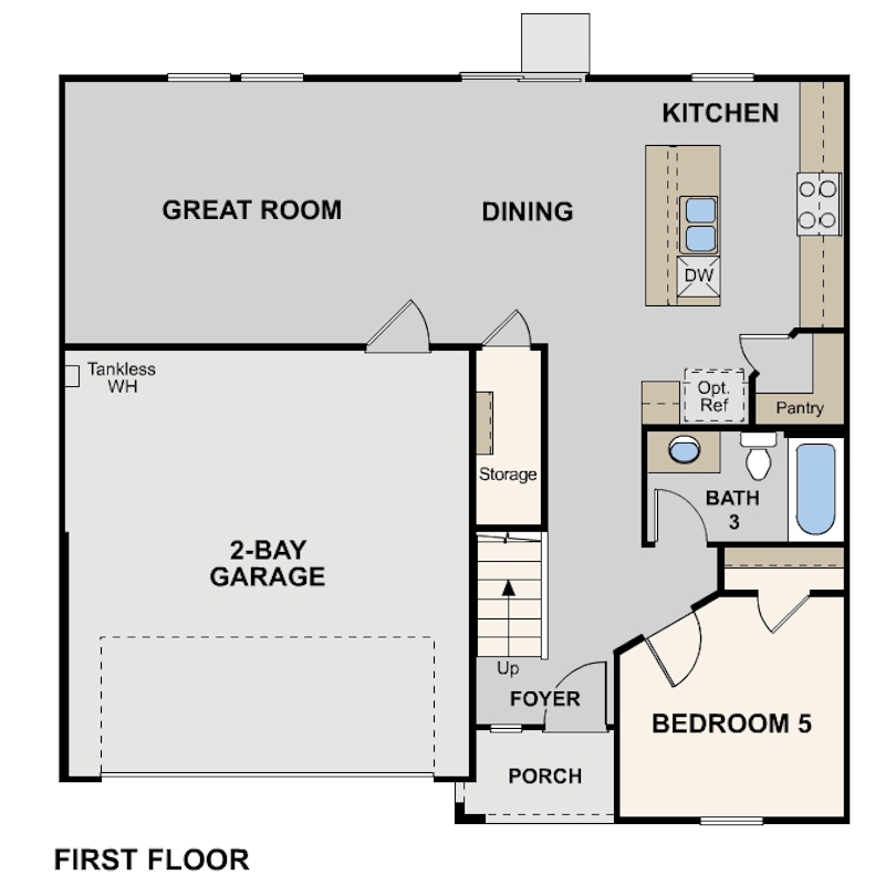 live oak, marigold floorplan, first floor, hanford, ca