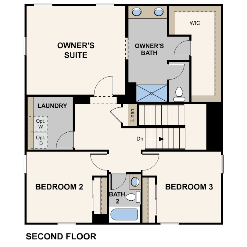 live oak, orchid floorplan, second floor, hanford, ca