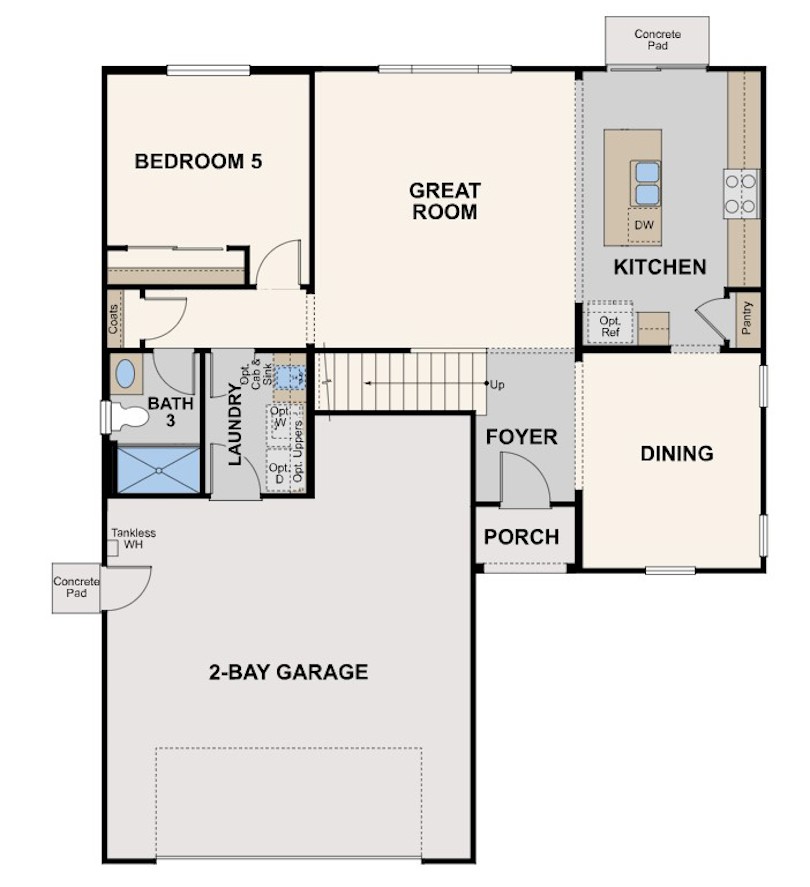 olivewood, indigo lot 3 floor plan, first floor, fresno, ca