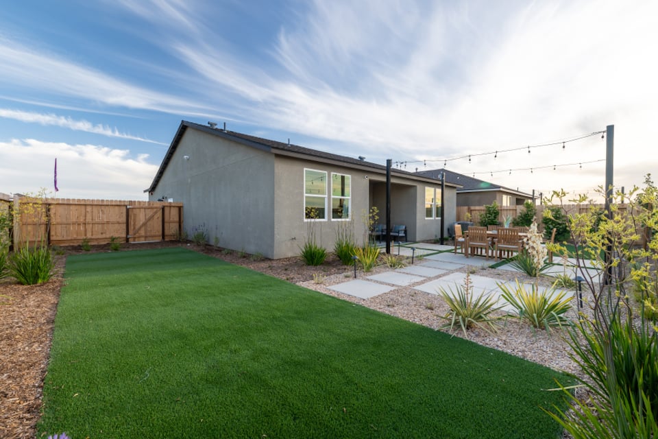 A house with a lawn.