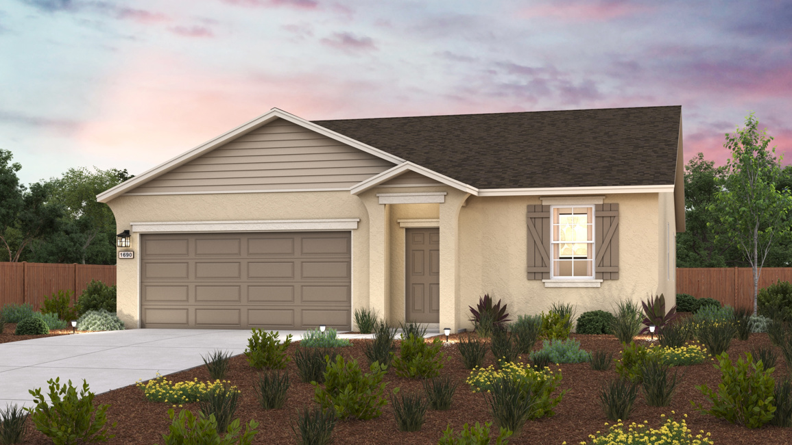 A house with a garage and a driveway.