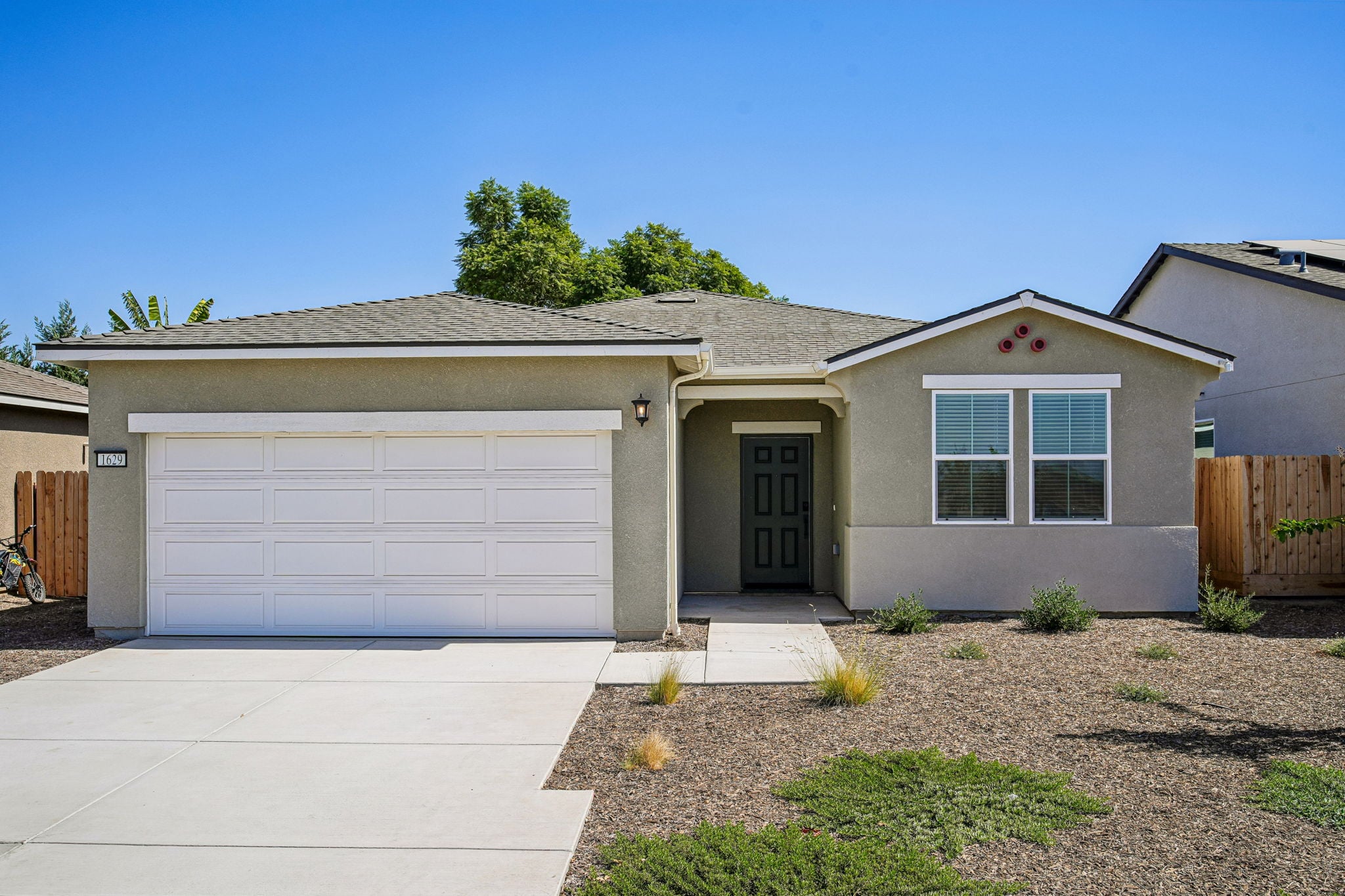 A house with a garage.