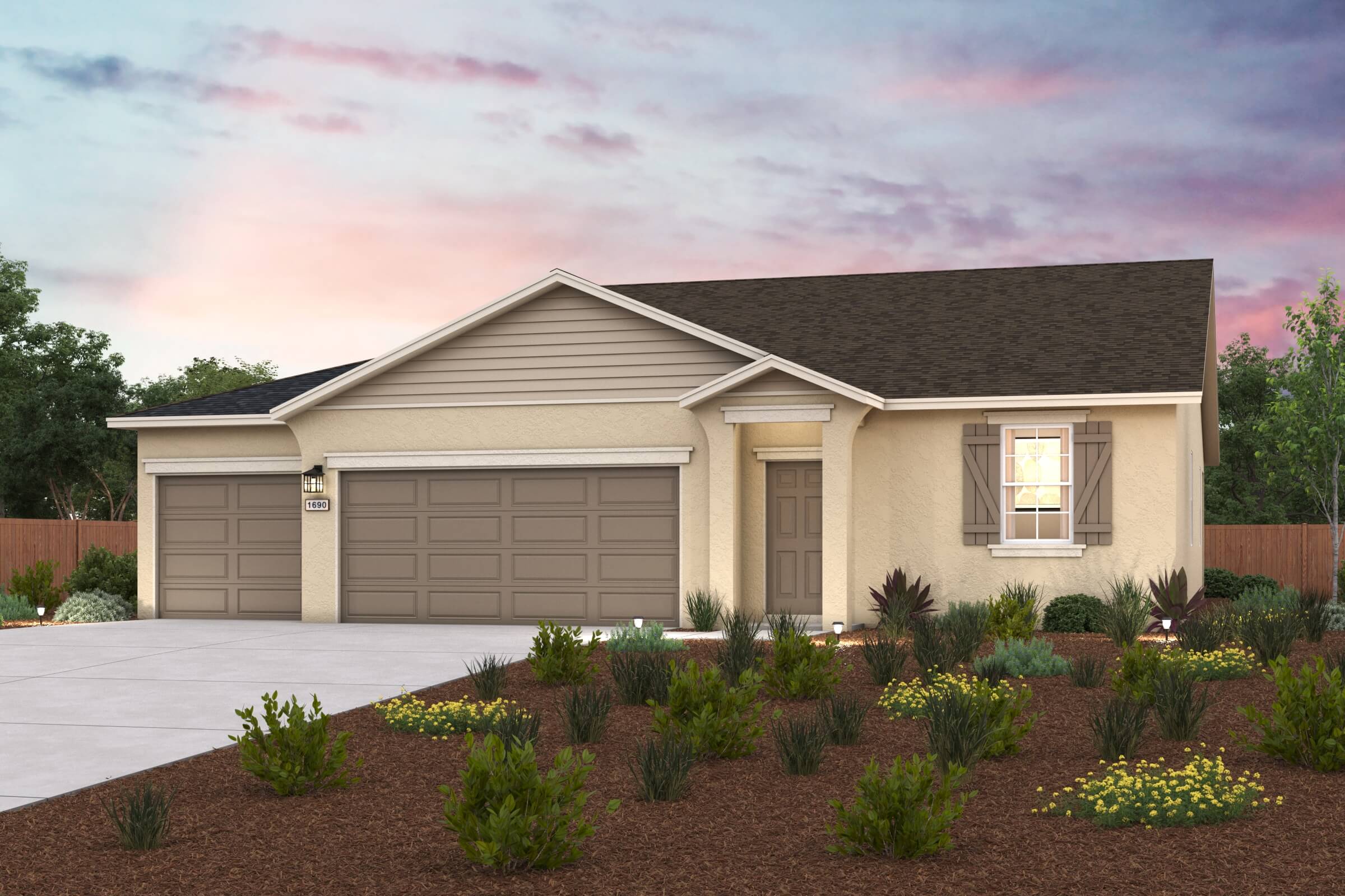 A house with a driveway.