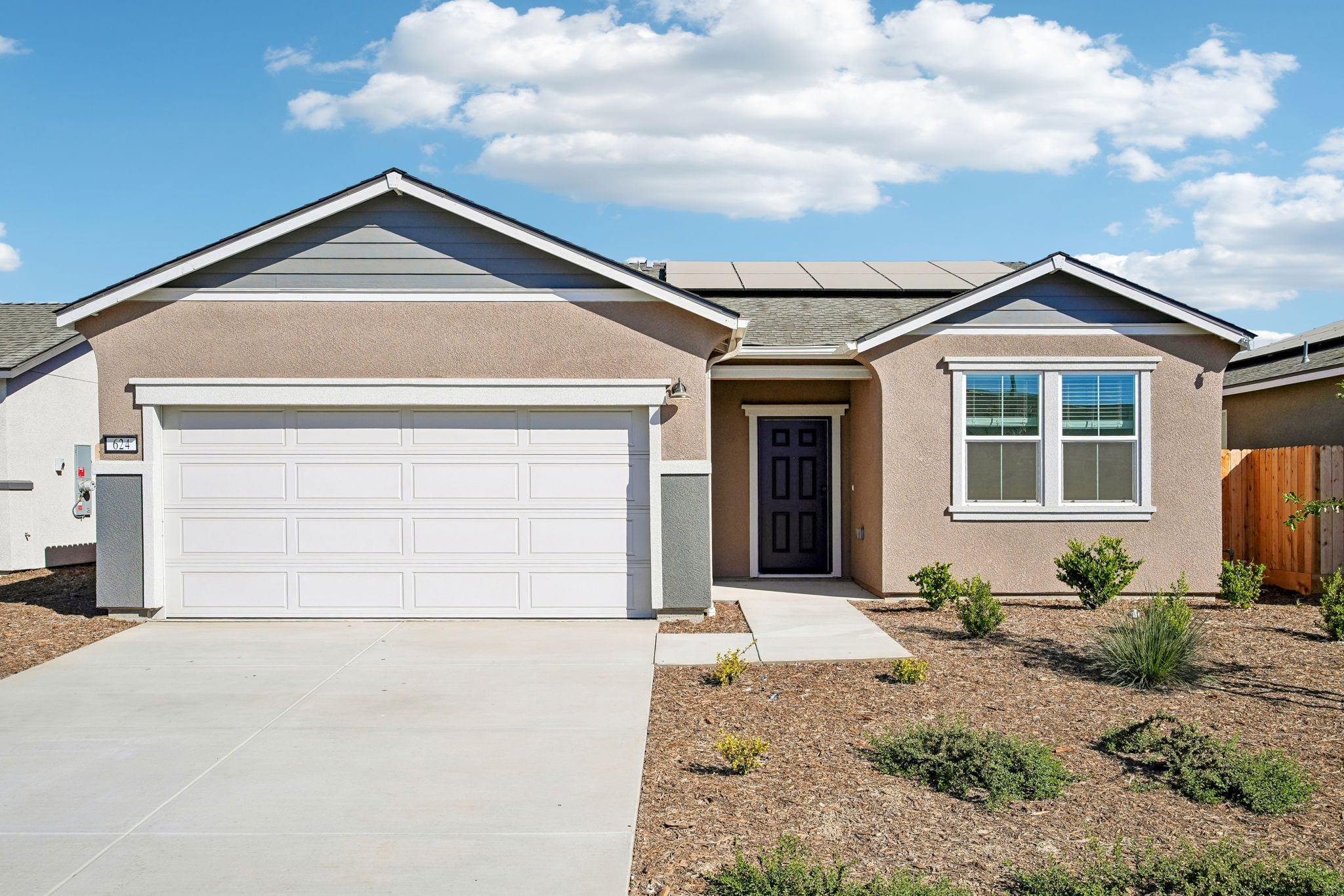 A house with a garage.