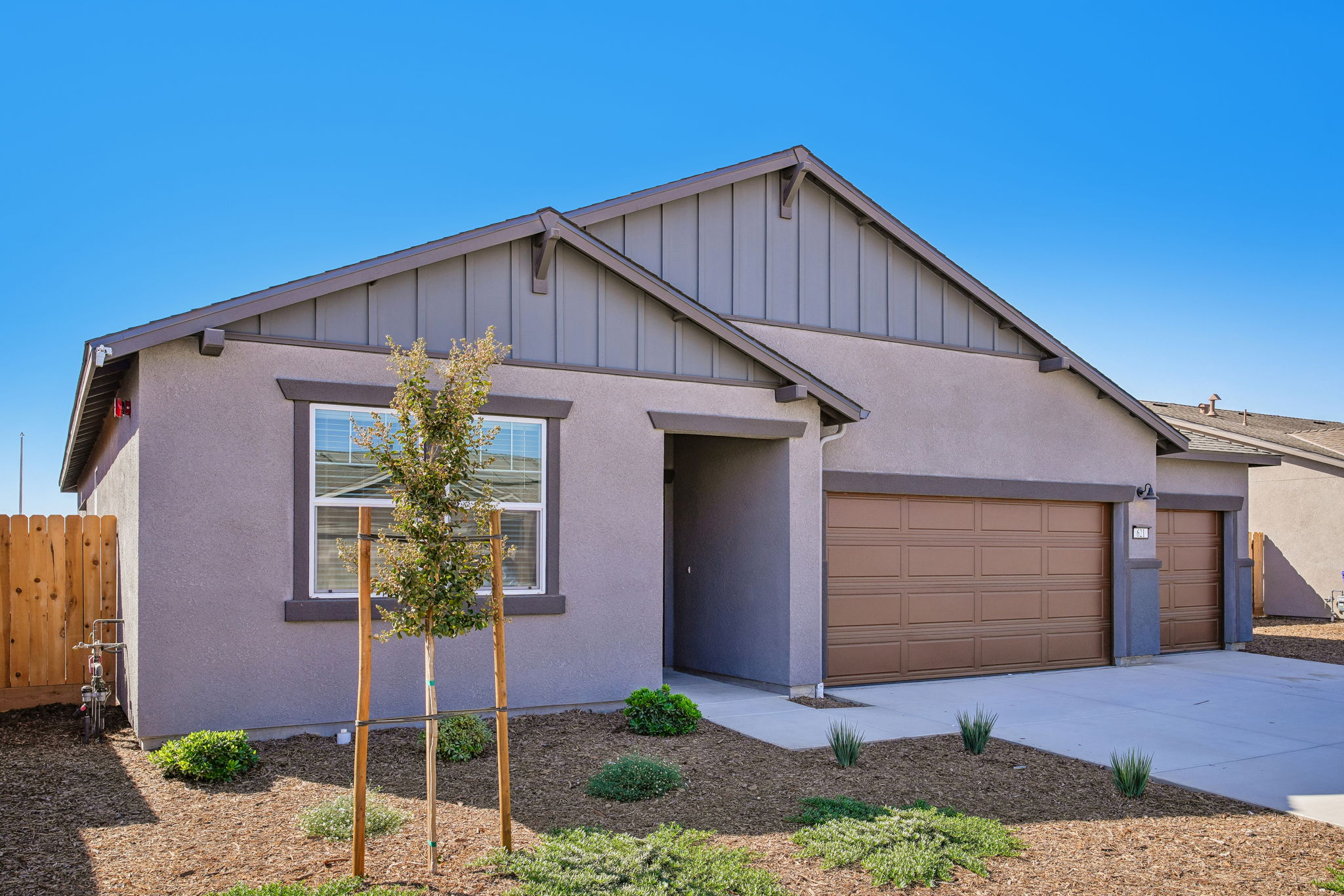 A house with a garage.